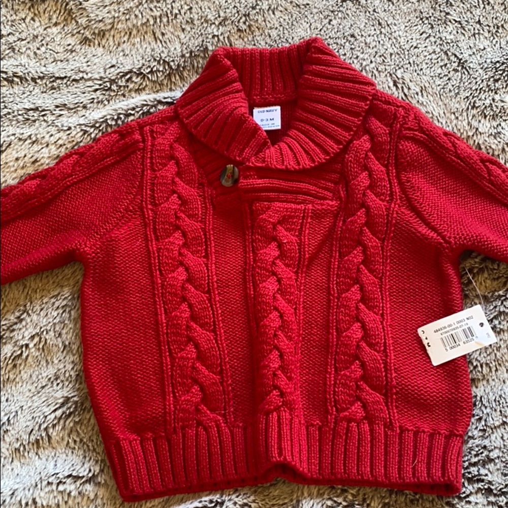Baby red sweater knitted new